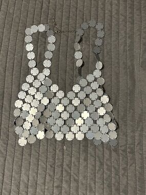 Revolve 8 Other Reasons Silver Sequin Chainlink Crop Top